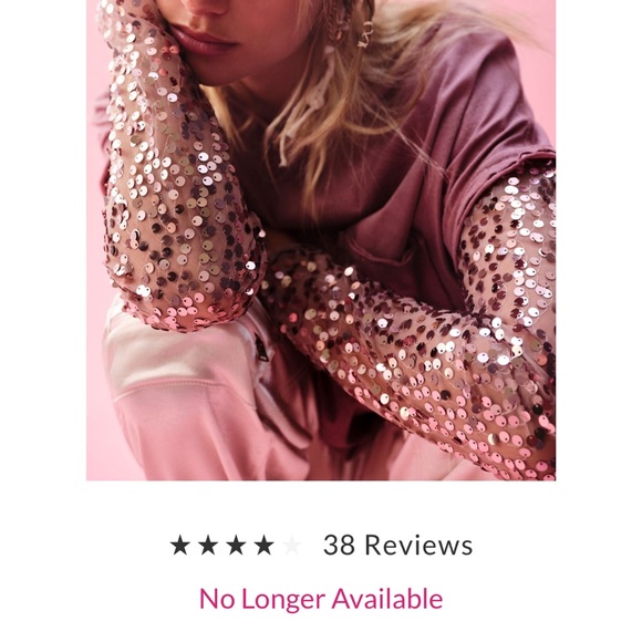 Free People Celine Tee Shirt. Top. Rose Gold. Long Sleeve. XL. NWT. Sequins. - Picture 2 of 9